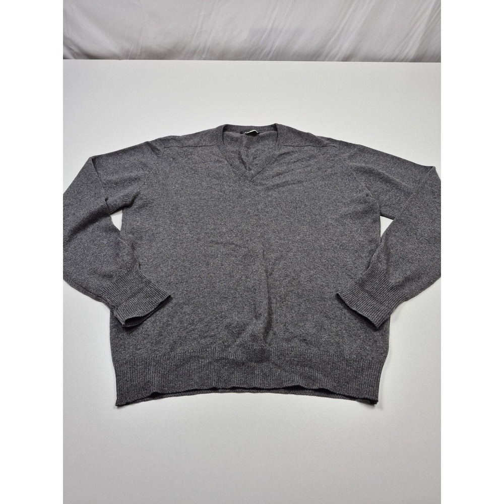 Preswick & Moore Sweater Mens XL Gray 100% Cashmere V Neck Knit Scotland